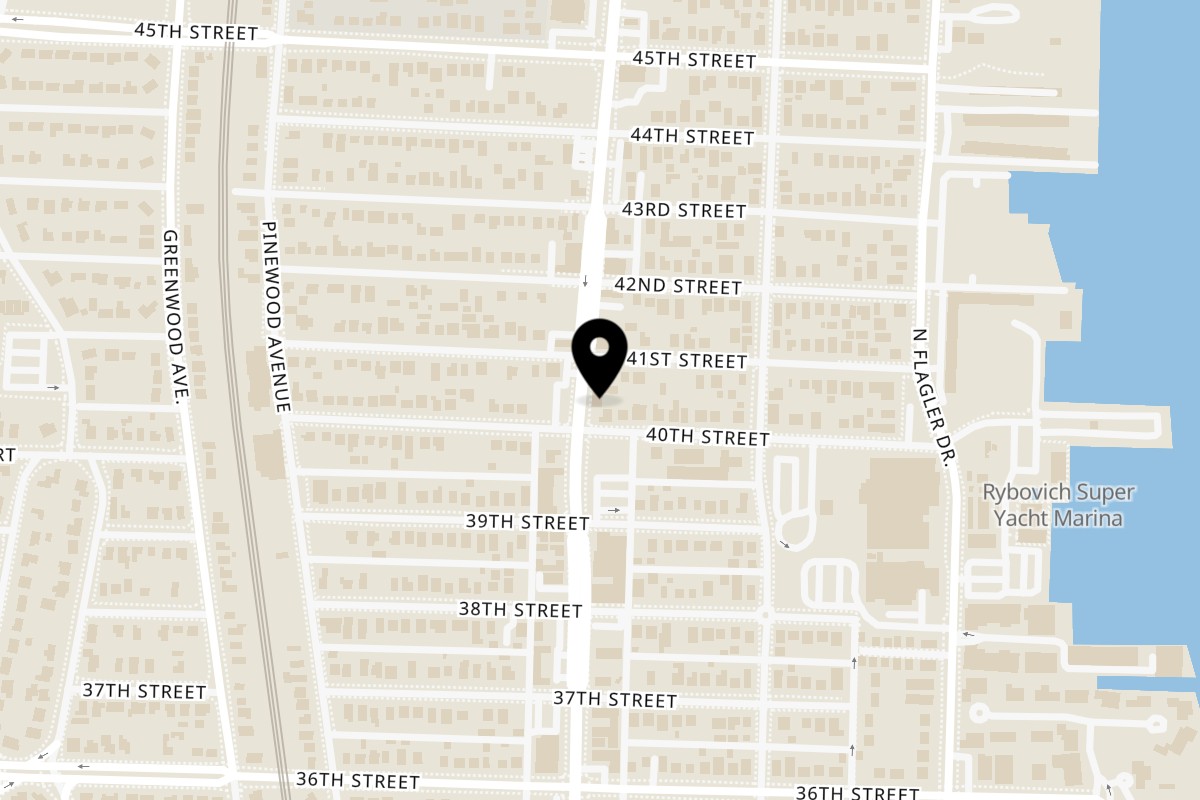 Map showing the location of Eben Ezer Bakery West Palm Beach on 4104 Broadway in West Palm Beach